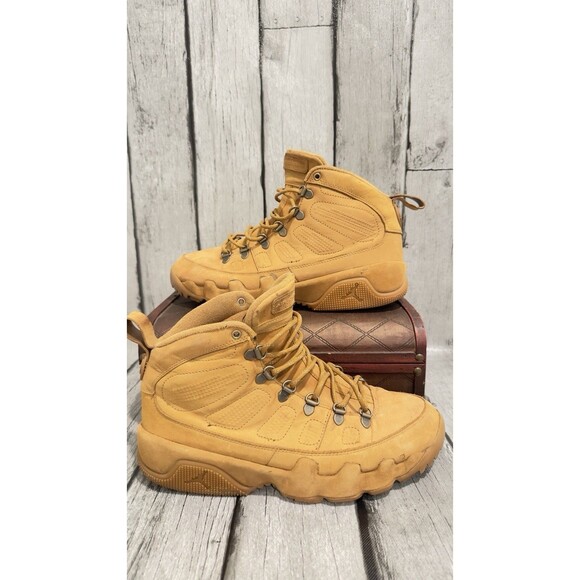 Nike Air Jordan Retro 9 NRG Boot Mens 9 Shoes Wheat Flax Baroque Brown Sneakers - Picture 1 of 10
